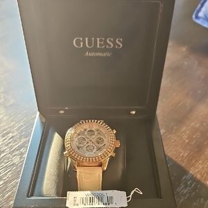 Guess Rose Gold and Tan Automatic Watch